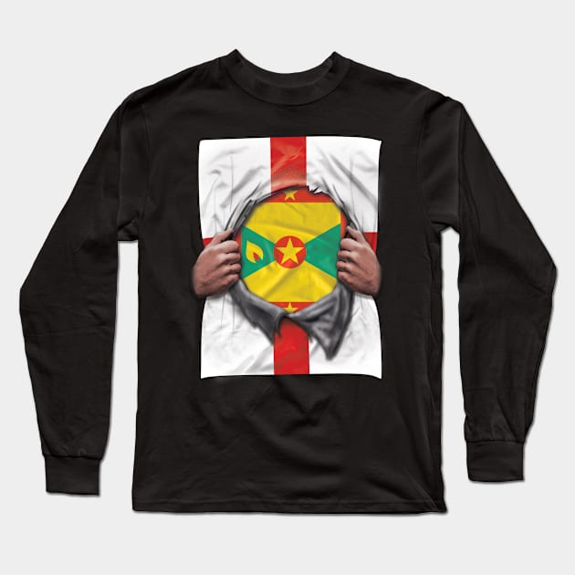 Grenada Flag English Flag Ripped - Gift for Grenadan From Grenada Long Sleeve T-Shirt by Country Flags